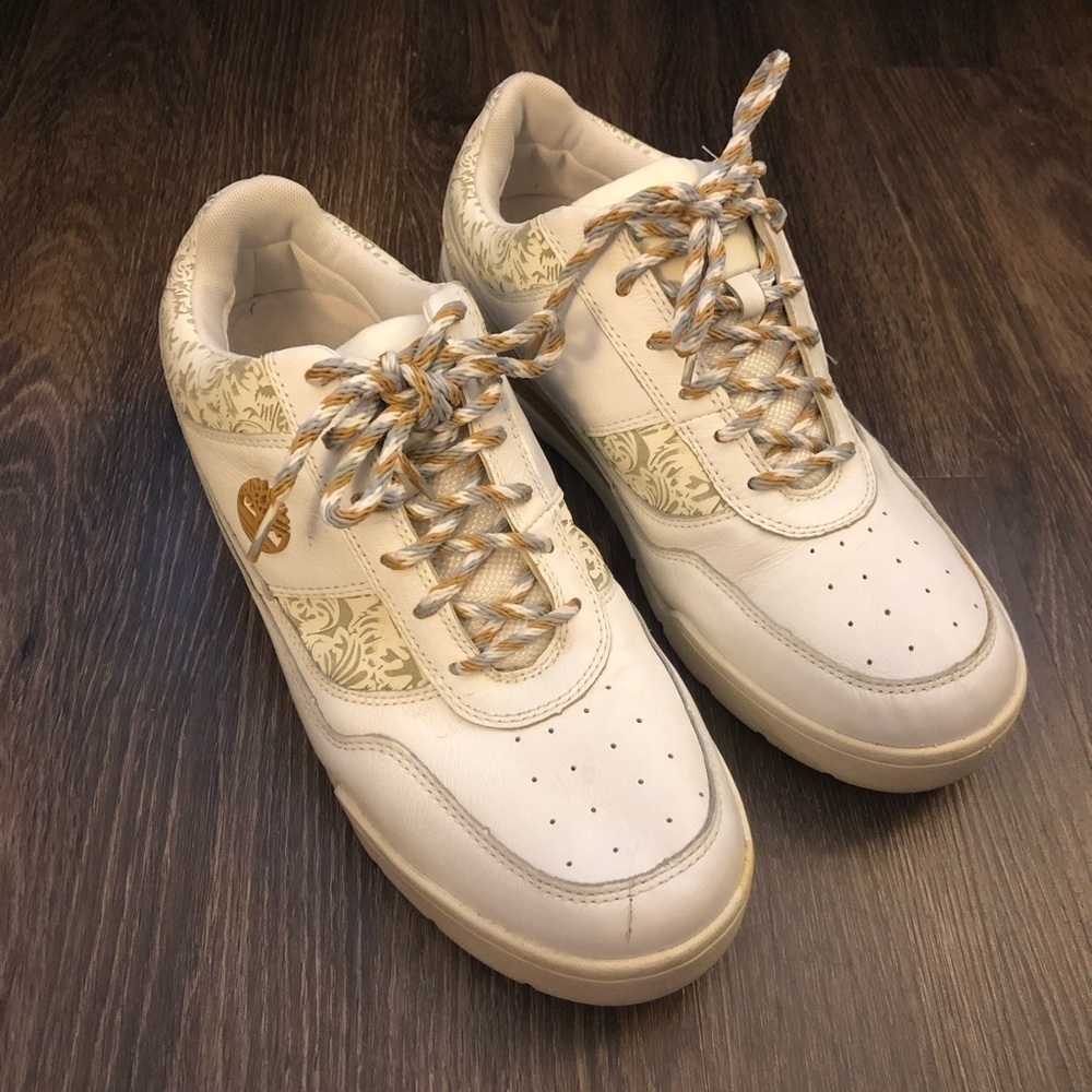 Timberland White & Gold Patterned Sneakers